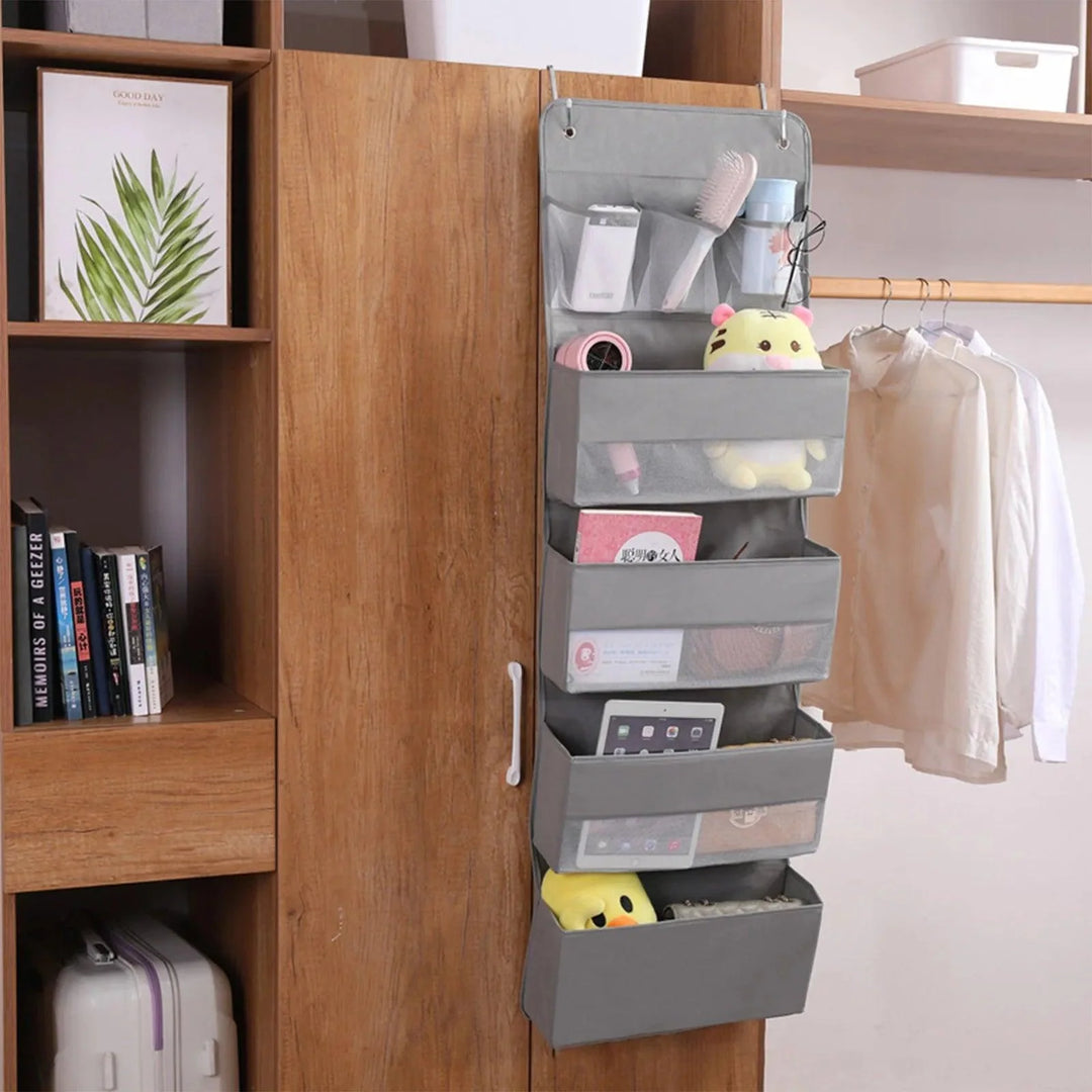 Lisslune | Gray 5-tier hanging shoe and accessory organizer