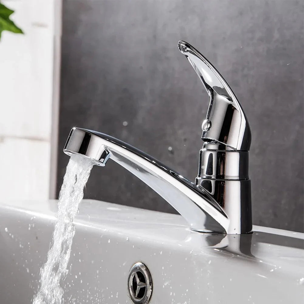 Lisslune | Smooth chrome single lever bathroom faucet with drip-free ceramic cartridge