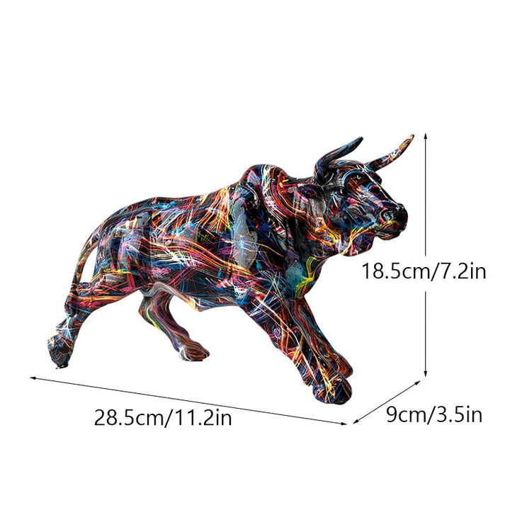 Lisslune | Graffiti-Painting Resin Bull Figures Home Living Room Bedroom Office Desktop Feng Shui Ornaments Collection Statues