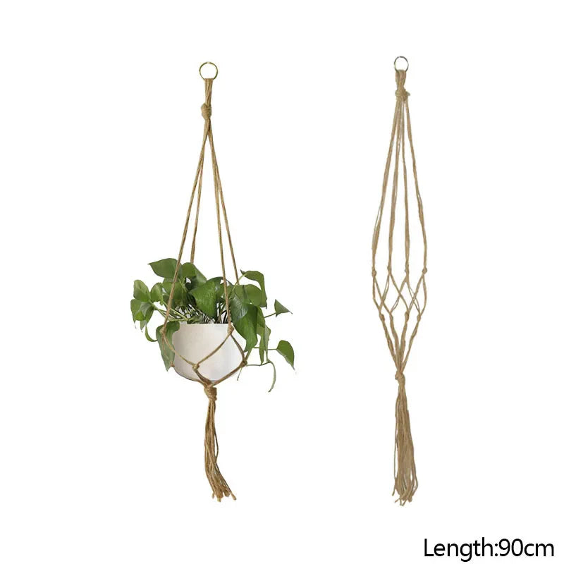 Rynx Macrame Handmade Plant Hanger Baskets Flower Pots Holders Balcony Hanging Decoration Knotted Lifting Rope Garden Supplies