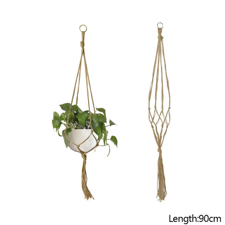 Rynx Macrame Handmade Plant Hanger Baskets Flower Pots Holders Balcony Hanging Decoration Knotted Lifting Rope Garden Supplies