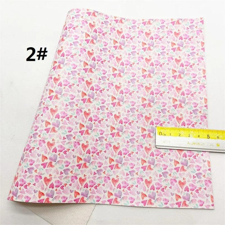 Lisslune | Sparkling Pink Heart & Cloud Synthetic Leather Crafting Sheet - Ideal for DIY Projects