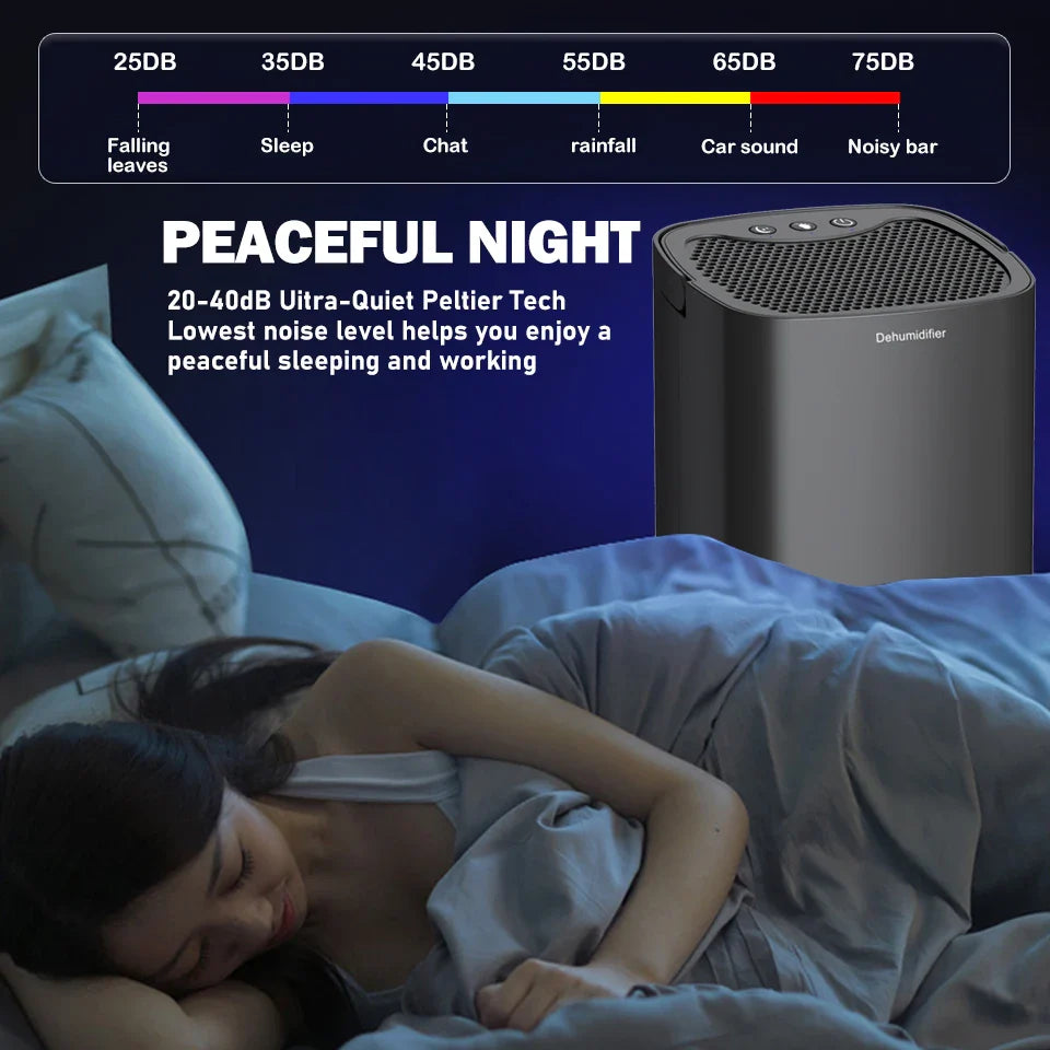 Lisslune | 1000ml Portable 2-in-1 Dehumidifier with Air Filter & Night Light – Aveline