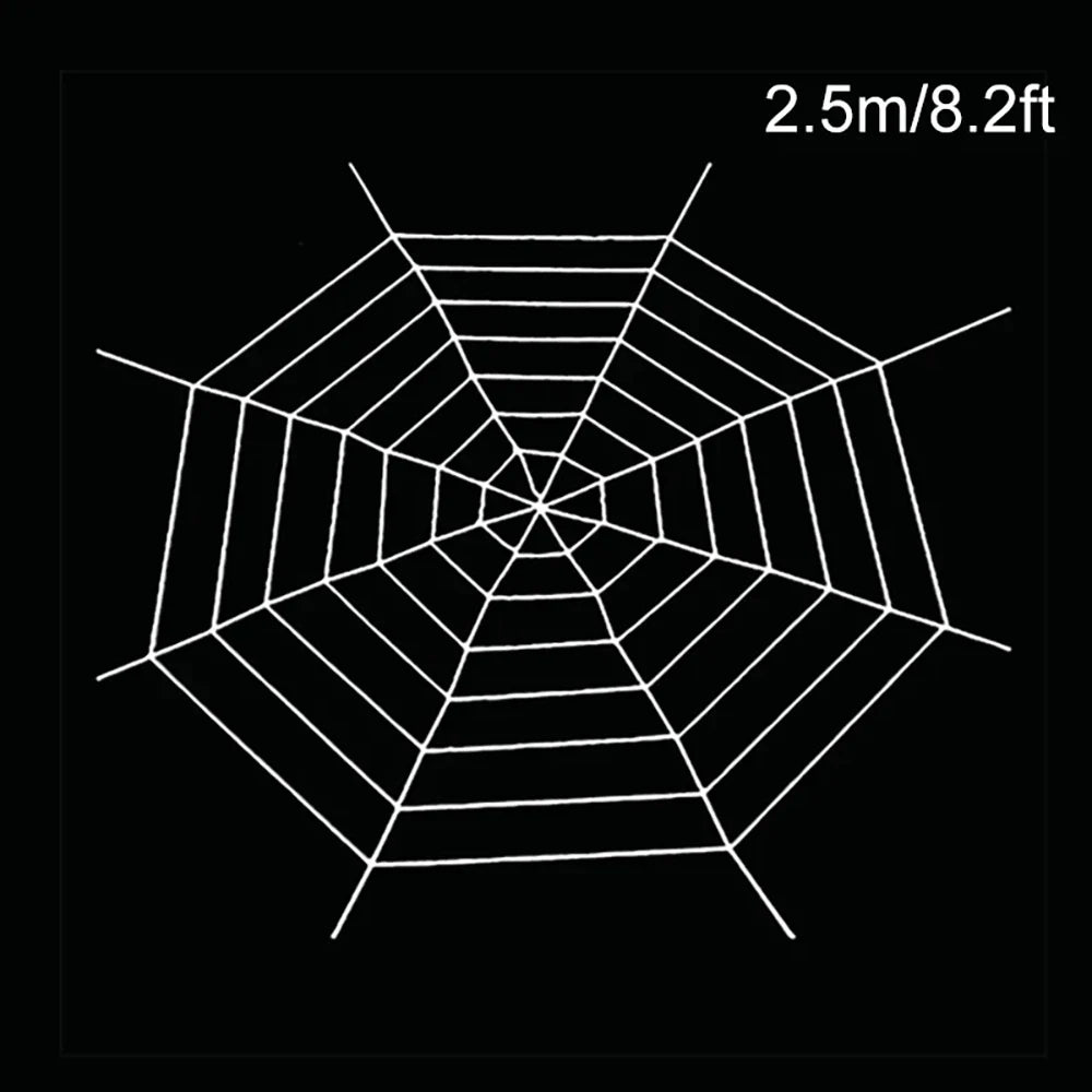 Rynx | 1.5/2.5 m Giant Spider Web Halloween Decorations, White Black Spider Web for Home, Large Horror Stretchable Spider Web for Outdoors