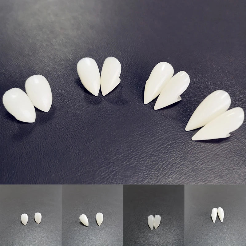 Rynx | 1 Pair Halloween Vampire Teeth Fangs Prosthesis Party Costume DIY Cosplay Props Artificial Teeth Resin Fangs Zombie Masquerade Prop