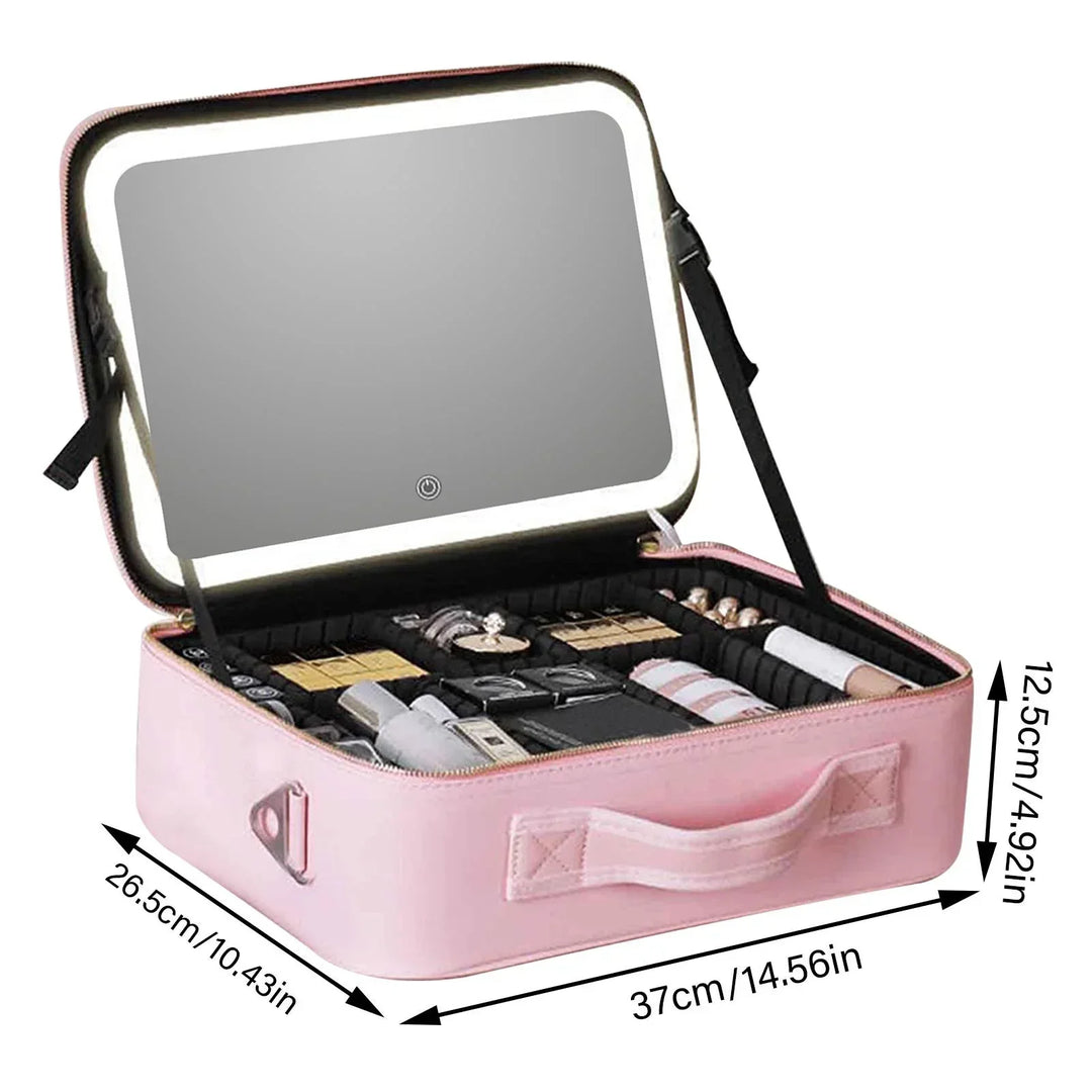 Lisslune | Travel Cosmetic Case LED Mirror Makeup Bag