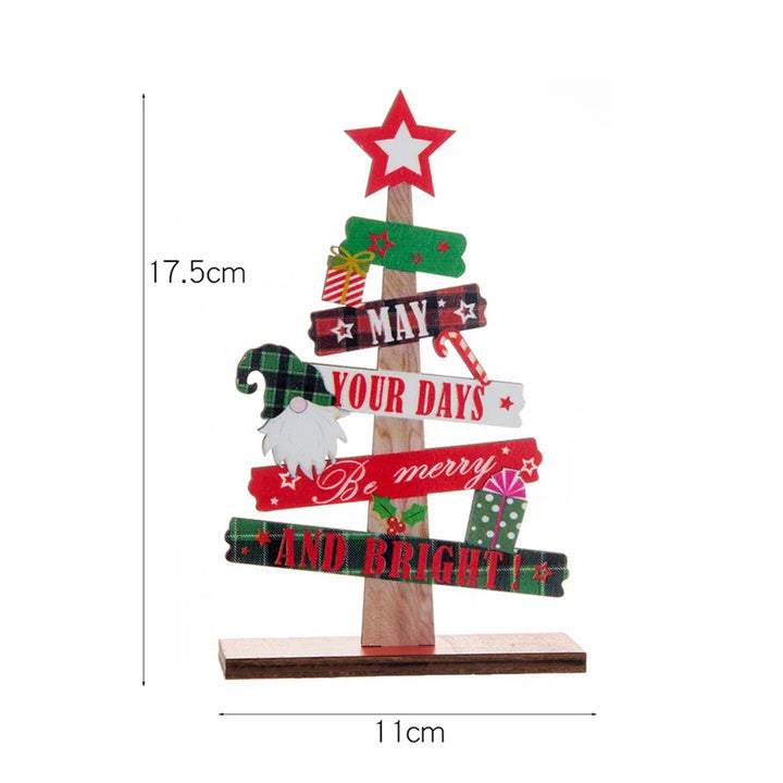Rynx Wood Christmas Tree Desktop Ornament Santa Merry Christmas Sign Plaque Xmas Decoration for Home 2025 New Year Noel Gift