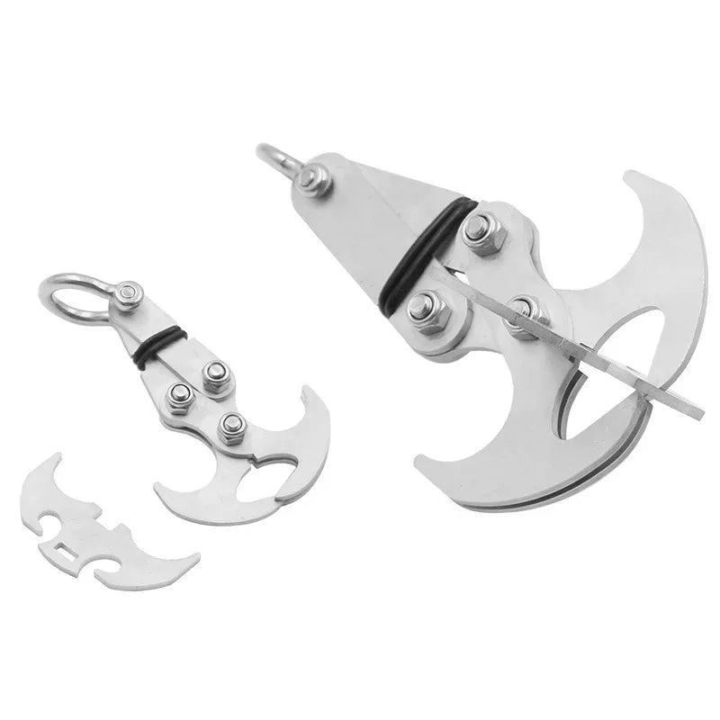 Rynx | 1 piece stainless steel folding grappling hook, heavy-duty multifunction claw with 4 reinforced blades for hiking, camping
