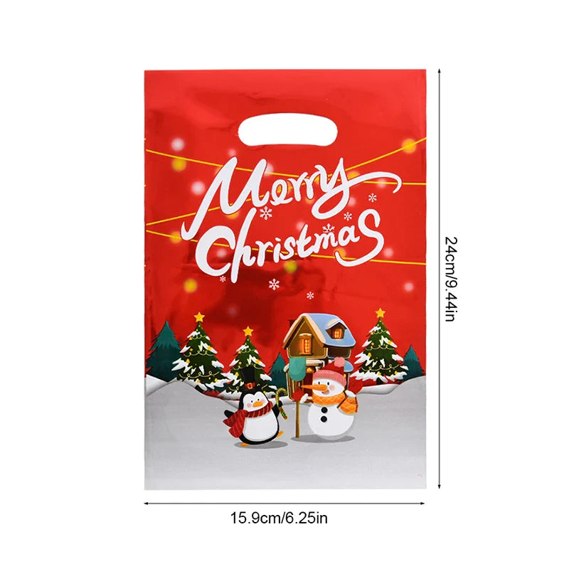 Rynx 10/30 Piece Christmas Gift Bags Cartoon Plastic Candy Cookie Packaging Bags 2024 Christmas Decoration for Home Kids New Year Gift 2025