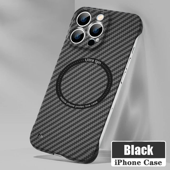 Lisslune | Ultra thin carbon fiber magnetic case for iPhone 16 15 ProMax 14 Plus 13 12 11 Pro Max Magsafe wireless charging borderless cover