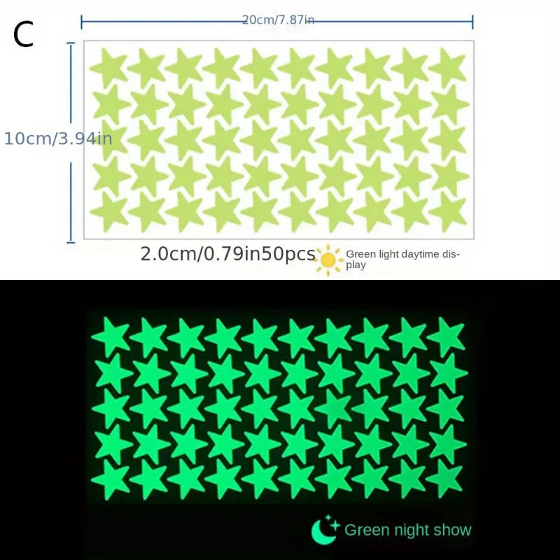 Rynx Glow-in-the-Dark Wall Stickers Self-Adhesive Dots Glow-in-the-Dark Ceiling Stickers for Kids' Room Halloween Home Decor
