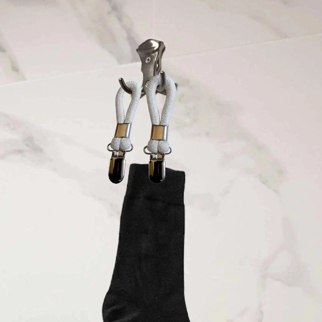 Lisslune | Cotton Braided Towel Holder Set with Sturdy Metal Clips - Elegant Space-Saving Solution for Home and Kitchen