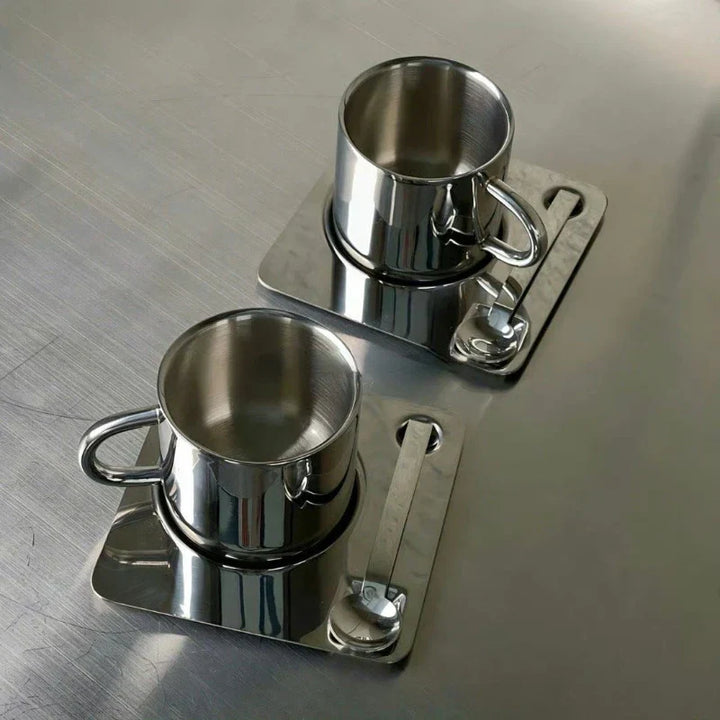 Lisslune | Stainless Steel Coffee Cup and Tray