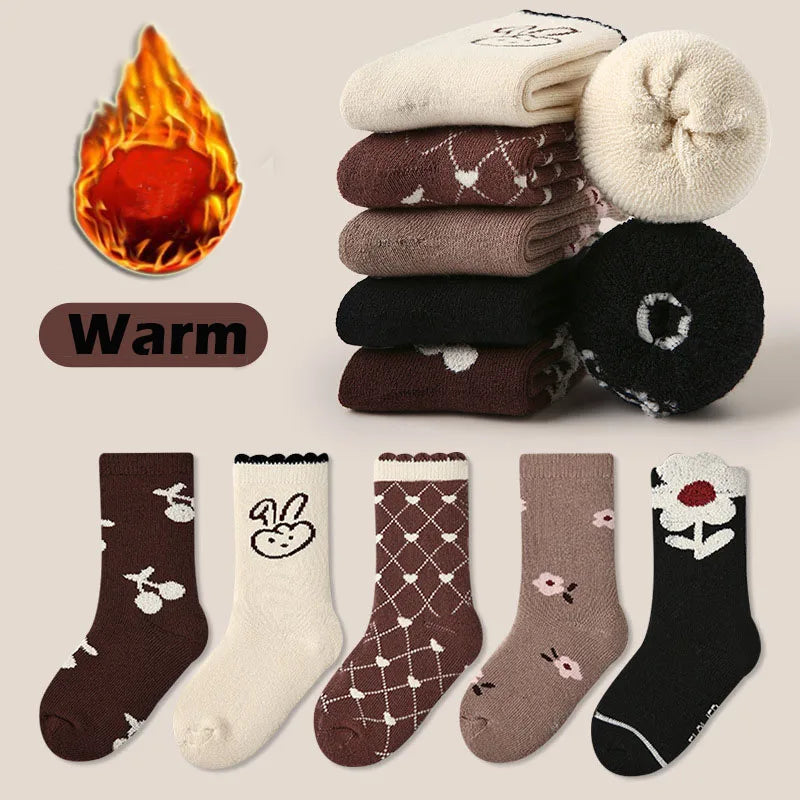 Lisslune | Fleece Winter Wool Socks for Kids (5 Pairs)