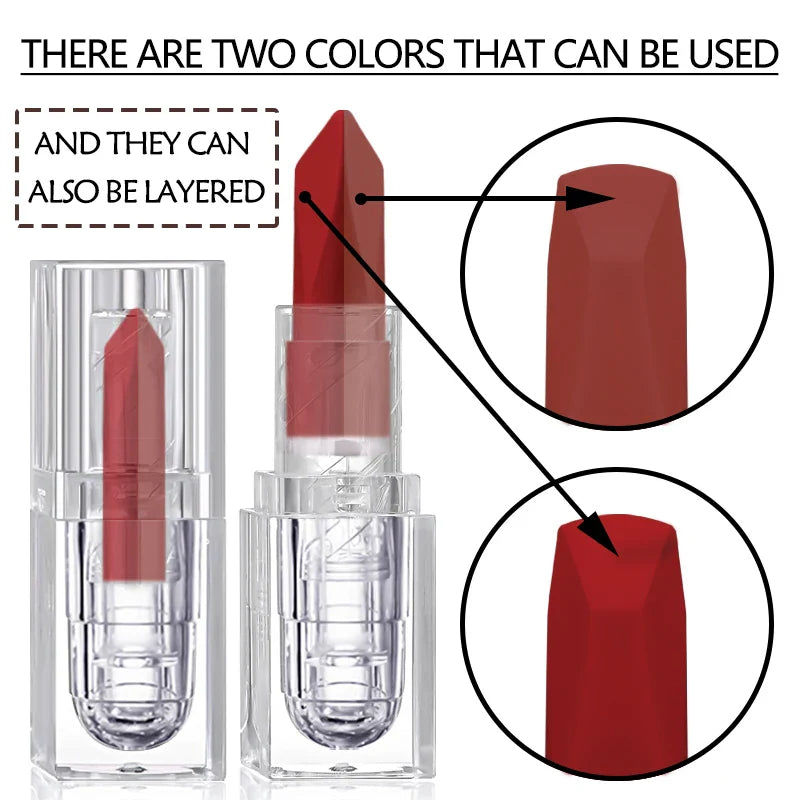 Rynx | 2-Color Matte Lipstick Non-Fading Non-Stick Cup Long-Lasting Velvet Finish Smooth Matte Lip Color Waterproof Smudge-Proof