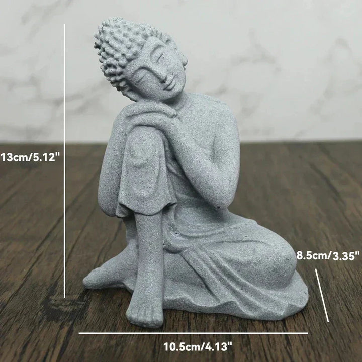 Lisslune | Buddha Stone Statue Small Buddhist Monks Tibetan Buddhism Figures Zen Garden Ornament Meditation Home Aquarium Decoration