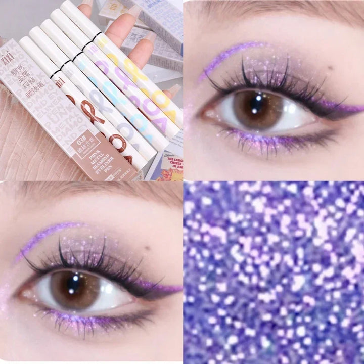 Rynx | Glitter Liquid Eyeliner Pen Waterproof Purple Pink Blue Eye Liner Pen Long-lasting Quick Dry Eye Makeup Cosmetics