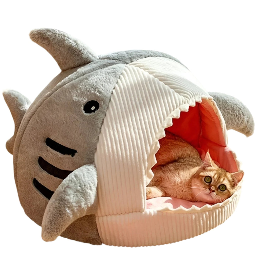 Lisslune | SoftBloom Shark Cat Bed – Cozy Hideaway for Indoor