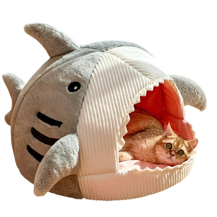 Lisslune | SoftBloom Shark Cat Bed – Cozy Hideaway for Indoor