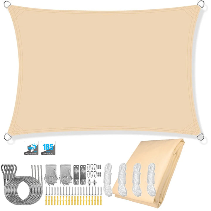 Lisslune | Waterproof Rectangular Sun Shade Sail with UV Protection & Mounting Kits – ShadeGuard