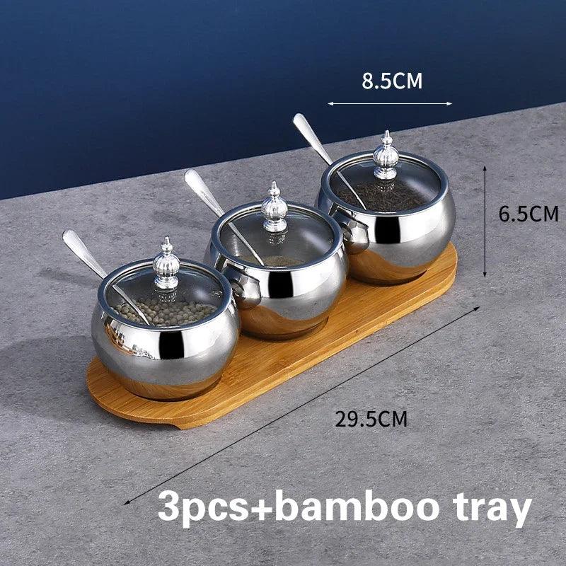 Lisslune | Stainless Steel Spice Storage and Oil Sprayer Set - Essential Organizer for Culinary Lovers
