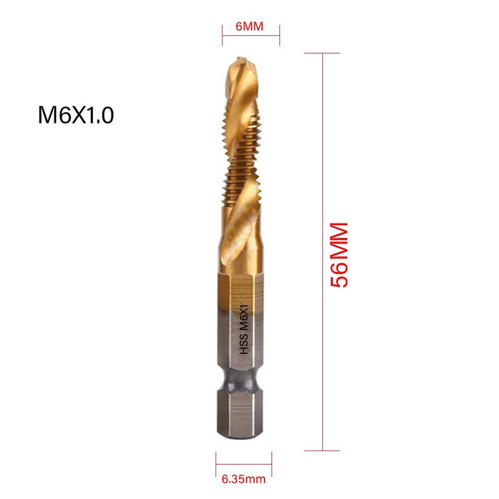 Lisslune | Precision Taps Set with Titanium Coating and Spiral Flute Design for Efficient Tapping and Chamfering