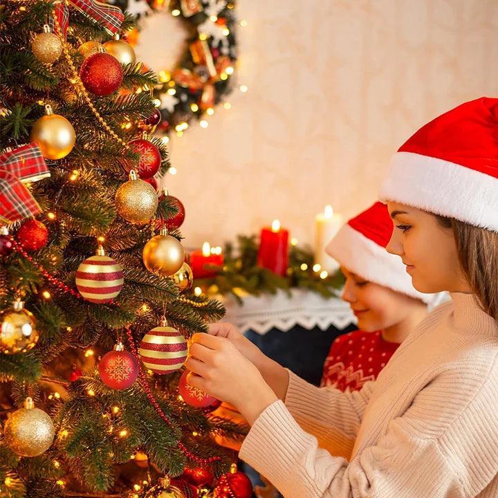Rynx 50pcs/box 4cm Christmas balls ornament Xmas tree hanging ball pendant 2024 Christmas decoration for home 2025 New Year gifts