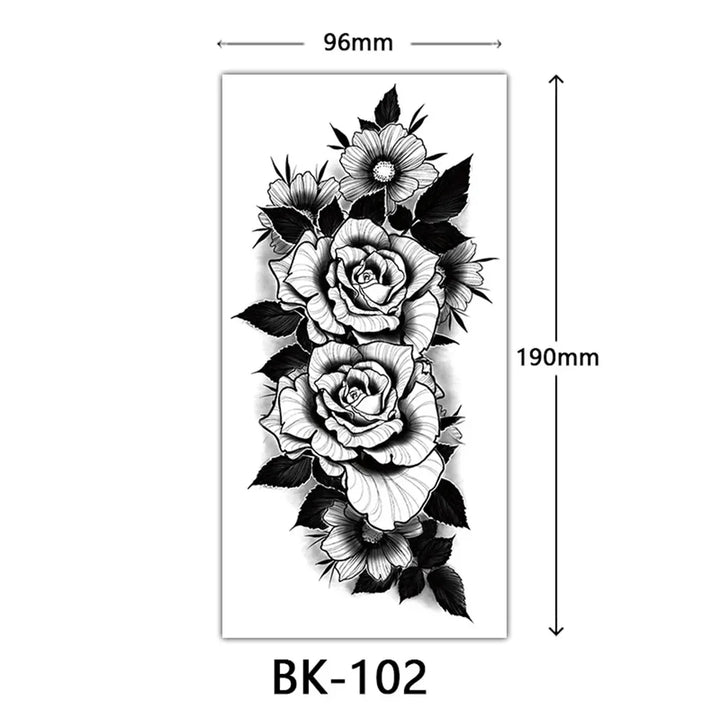 Rynx | 1PCS Sketch Flower Tattoo Sticker Black Datura Arm Legs Tattoo Temporary Waterproof Durable Sexy Tattoo Stickers For Women Body