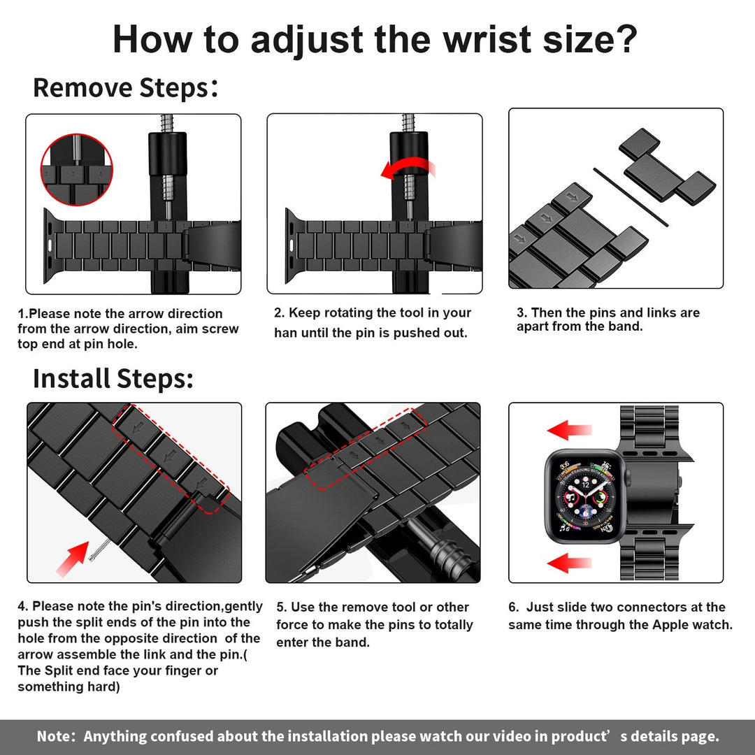 Lisslune | Premium stainless steel bracelet for Apple Watch 5 6 7 8 SE Ultra