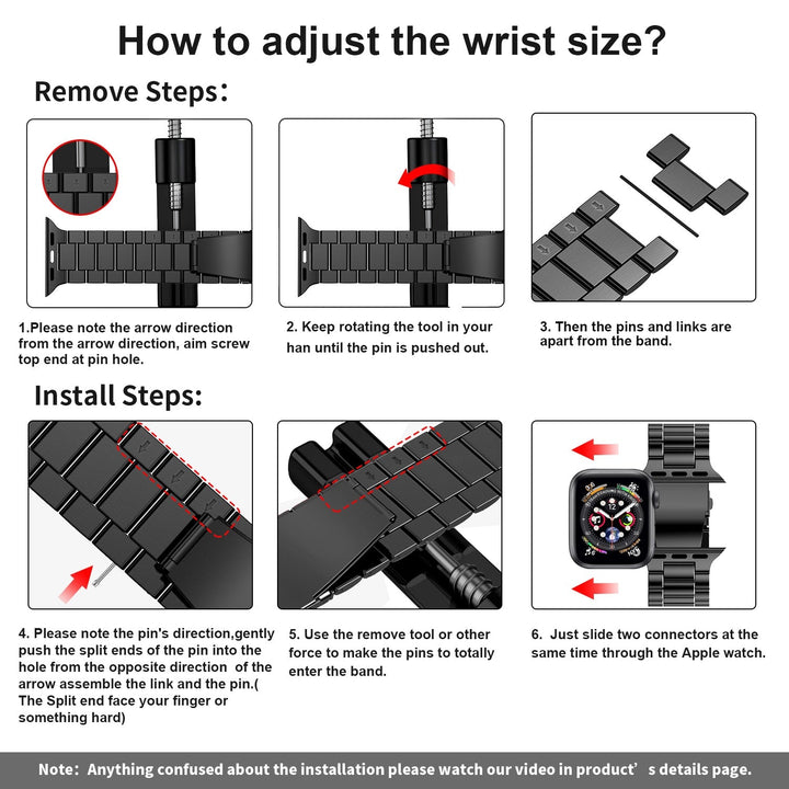 Lisslune | Premium stainless steel bracelet for Apple Watch 5 6 7 8 SE Ultra