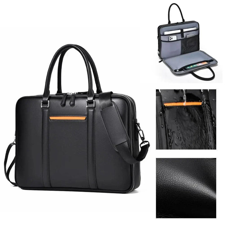 Lisslune | Manhattan Leather Business Laptop Briefcase Crossbody Handbag