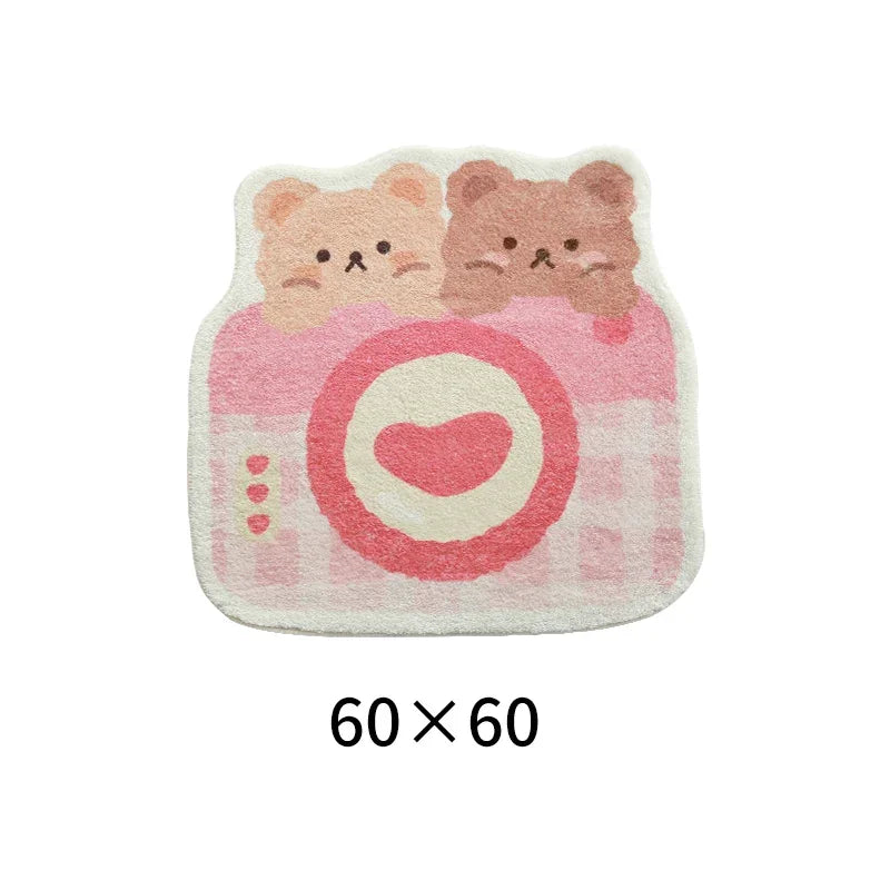 Rynx | Cute Plush Bedroom Rug IG Fashion Girls Elegant Living Room Rugs Modern Cartoon Minimalist Sweet Rug Doormat Kawaii IG Home Decor