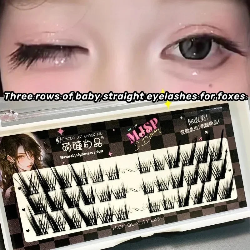 Rynx | 3/10 Rows Fox Eyes Effect False Eyelashes Fluffy Curl Reusable Individual Clusters Segmented Natural Thickness Manga Eyelash Extension Tool