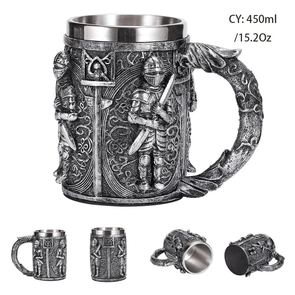 Lisslune | Medieval Dragon Resin Stainless Steel Mug as Coffee Mug or Tea Mug
