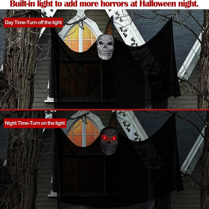 Rynx | Halloween Hanging Skull Ghost Haunted House Decoration With LED Sound Ghost Ornament Indoor Outdoor Bar Halloween Party Decor
