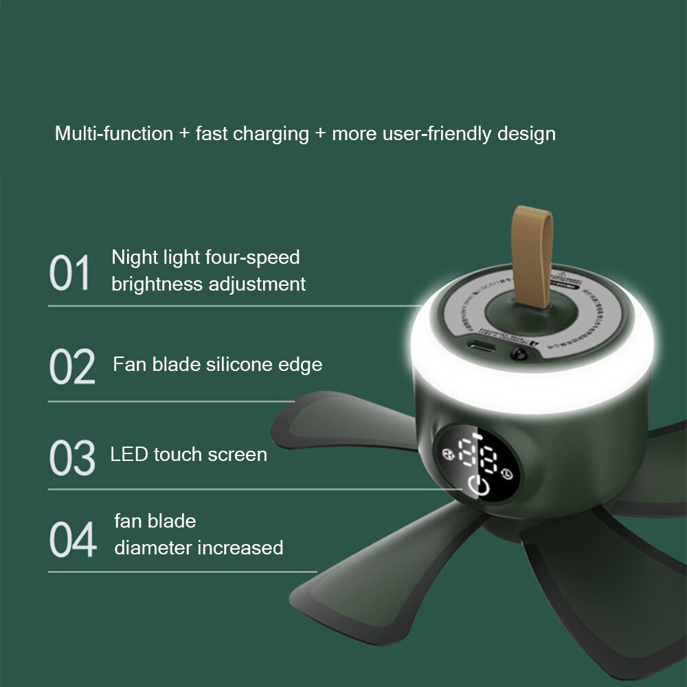Lisslune | Home Cool Portable Rechargeable RC Hanging Fan Lamp