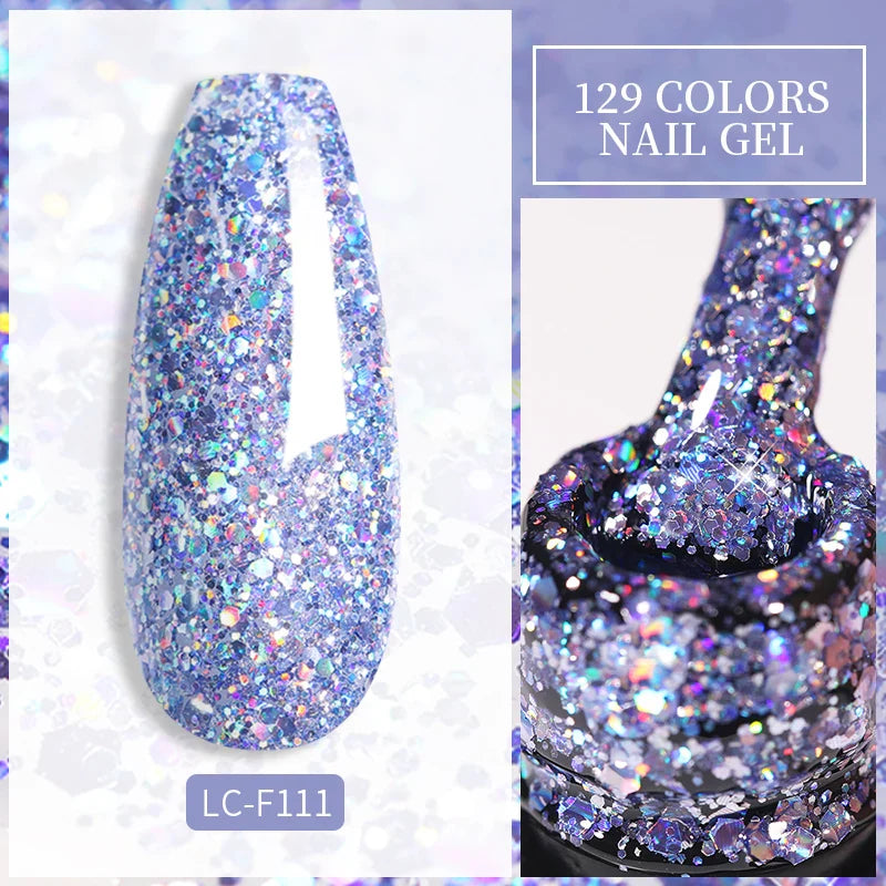 Rynx | 7ml Glitter Gel Nail Polish Semi Permanent Sequins Soak Off UV Gel Colorful DIY Nail Art Polishes