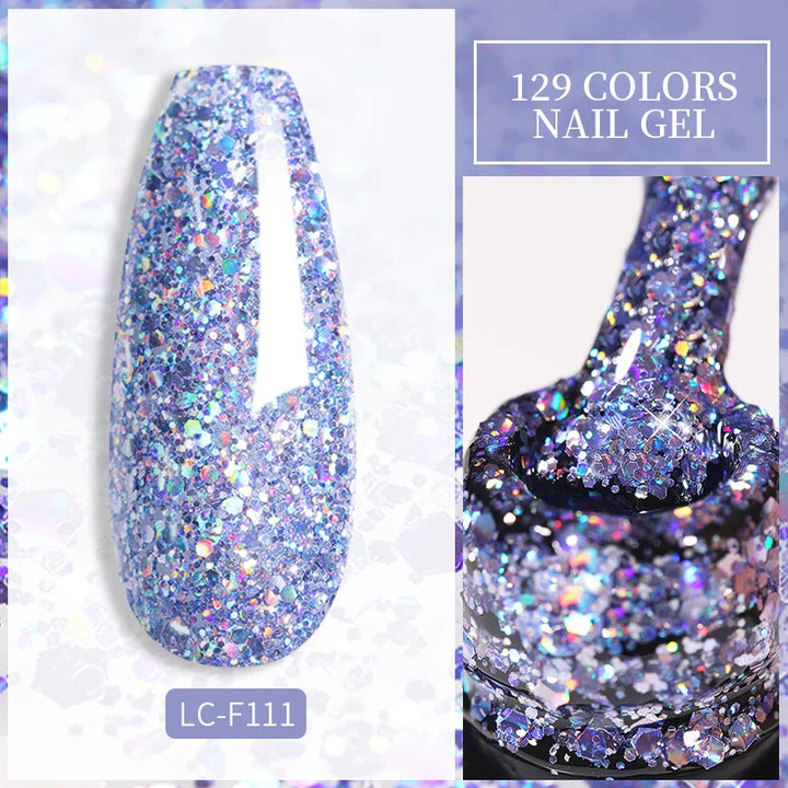 Rynx | 7ml Glitter Gel Nail Polish Semi Permanent Sequins Soak Off UV Gel Colorful DIY Nail Art Polishes