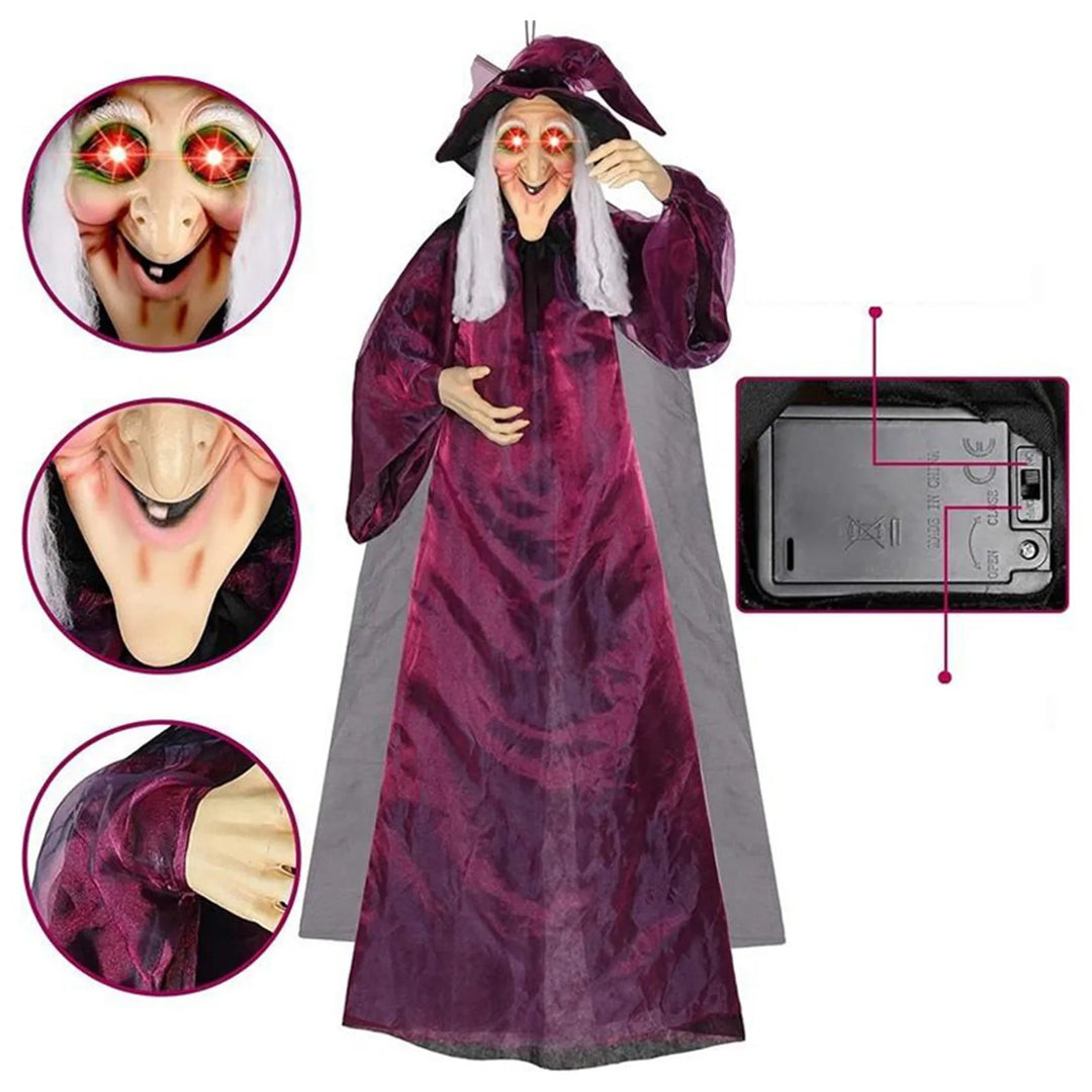 Rynx | Halloween Decoration Voice-Controlled Witch Large Hanging Cave Glowing Sound-Making Bar Ghost House Horror Decoration