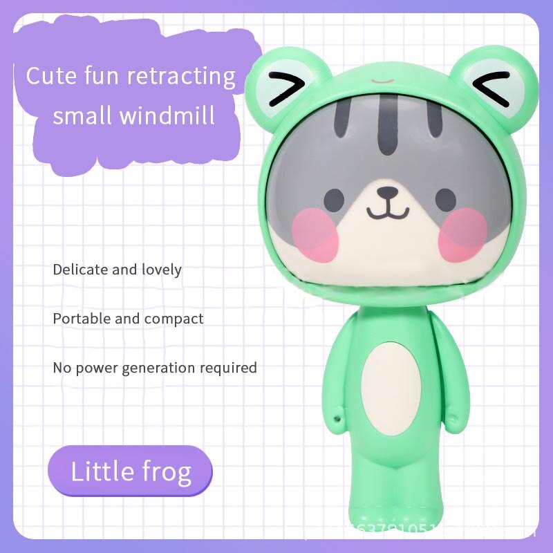 Lisslune | Cute Cartoon Hand Press Foldable Fan