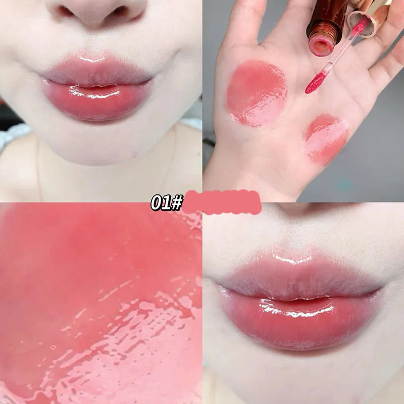 Rynx | Retro Clear Lip Glaze Gloss Mirror Glitter Non Stick Cup Brighten Jelly Dark Lipstick Red Brown Alternatives Lip Ink Tint Korean Makeup