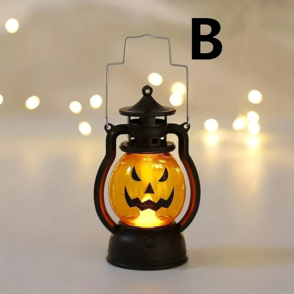 Rynx | Halloween hanging pumpkin lantern light LED ghost lamp candlelight retro small oil lamp Halloween party home decor horror props