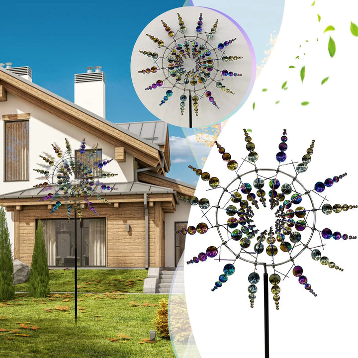 Lisslune | Unique Solar-Powered Kinetic Metal Windmill Spinner - Magical Wind Collectors for Patio, Garden, Lawn Outdoor Decoration