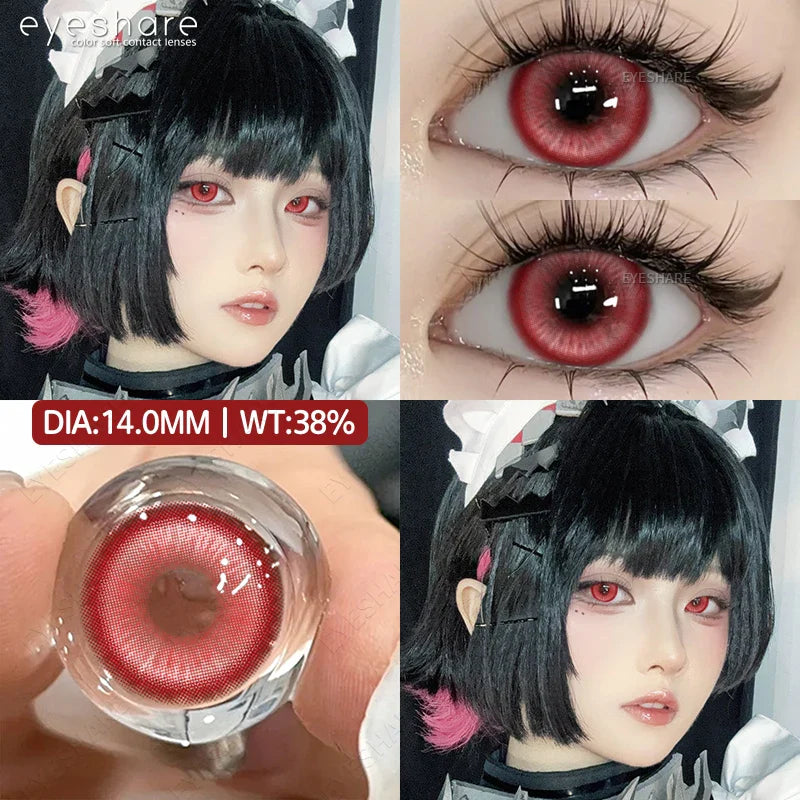 Rynx | 2-piece Halloween Colorful Contact Lenses Cosplay Eye Lenses Anime Colored Lenses Red Contact Seasonal Lenses Fashion Makeup Lenses