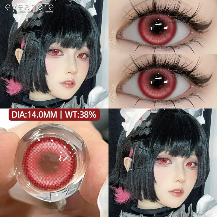 Rynx | 2-piece Halloween Colorful Contact Lenses Cosplay Eye Lenses Anime Colored Lenses Red Contact Seasonal Lenses Fashion Makeup Lenses