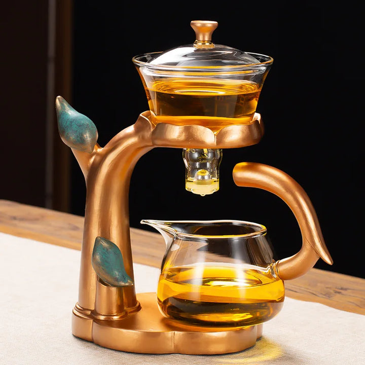 Lisslune | Kung Fu Teapot Household Magnetic Extraction Semi-Automatic Lazy Tea Preparation Tool Glass Tea Set