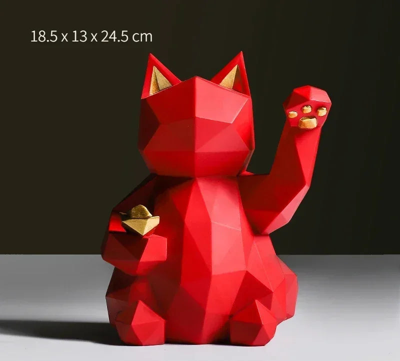 Lisslune | Nordic Minimalism Geometry Lucky Cat Statues