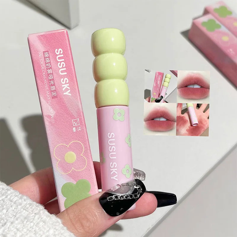 Rynx |1/5St Candied Fruits Lip Mud Milk Mist Velvet Matte Lip Gloss Long-lasting Not Easily Sticking To The Cup LipGlaze Almond Brown Pink