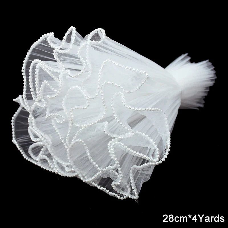 Rynx 4Yards Flowers Packaging Wave Yarn Rose Bouquets Packaging Paper Lace Net Handmade Gift Packaging Supplies Wedding Party Decor