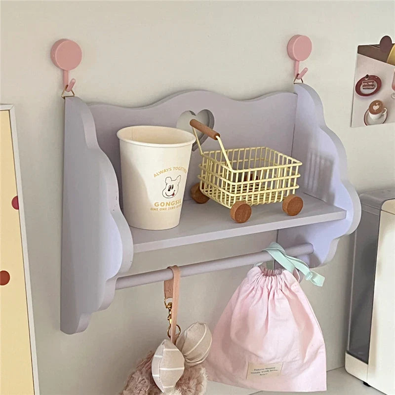 Rynx | Wood Double Layer Storage Shelf Desktop Cabinet Cosmetic Storage Pink Dormitory Storage Guide Display Shelf Wall Decoration